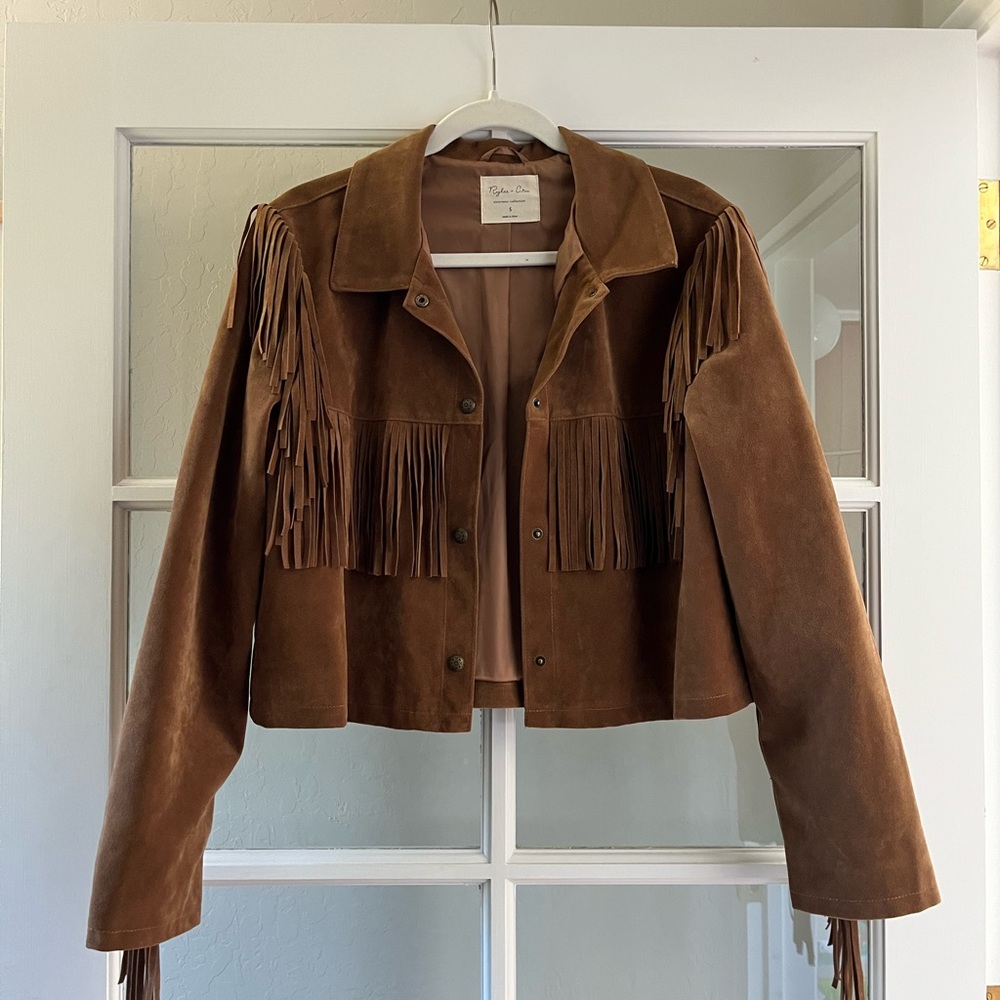 Rylee + Cru Brown Suede Fringe Jacket Sz S